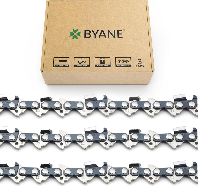 Byane Chainsaw Chain 20 Inch, 0.325" Pitch, 0.063" Gauge, 81 Drive Link, Father's Day Gifts for Dad, Fits STIHL MS271, MS290, MS291, MS291 C-BEQ, and 26RS81, 26RM381, V81, L81 (3 Chains) - Image 1